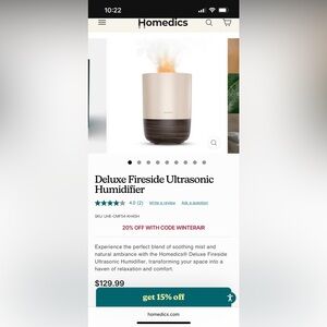 Homedics Cream and Brown Ultrasonic Humidifier